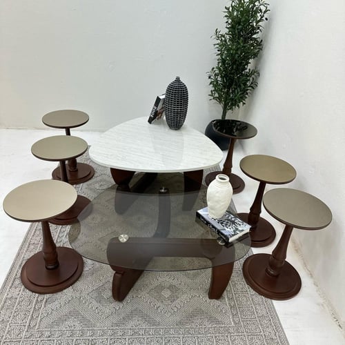 طقم طاولات 8قطع سطح الطاولة الاولى: بديل الرخام تر...