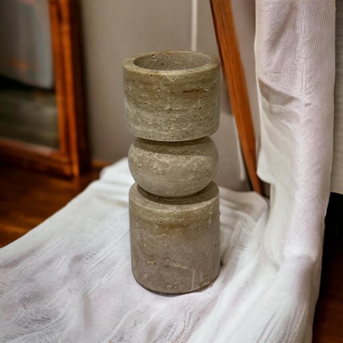 شمعدان رخام ترافنتينوا .20×8×8سم