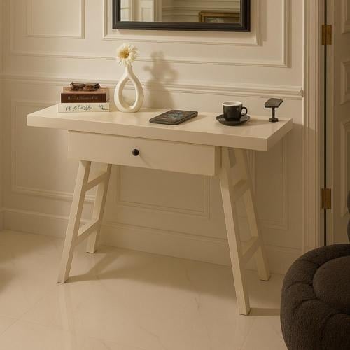 طاولة مدخل او كونسول خشب ابيض مع درج مقاس 110*35*9...