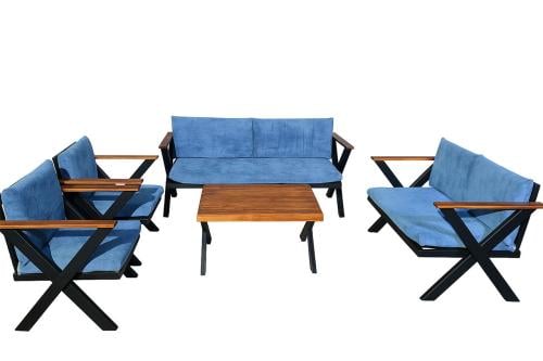 طقم جلسة خارجية كراسي حديد ،7 أشخاص +طاولة خدمة