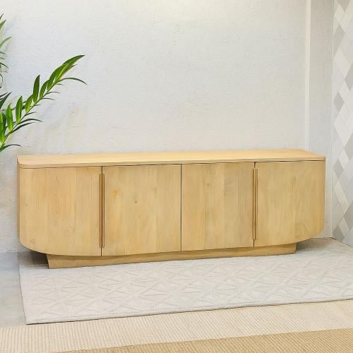 دولاب بوفيه حشب بيج خشبي160×40×55سم