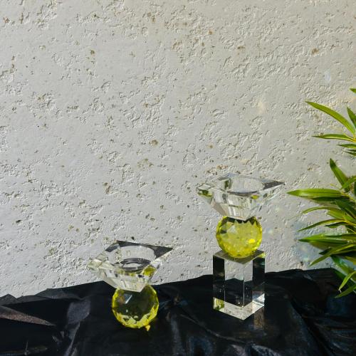 طقم مباخر كرستال اصفر