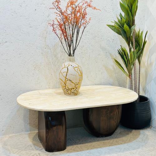طاولات خدمة سطح رخام ترافنينوا 44×65×120سم(منتج تف...