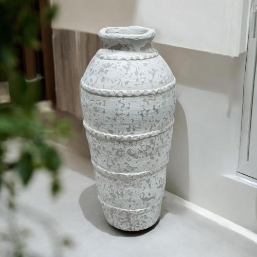 فازه سيرميك تصميم كلاسيك ابيض 33×11×11سم