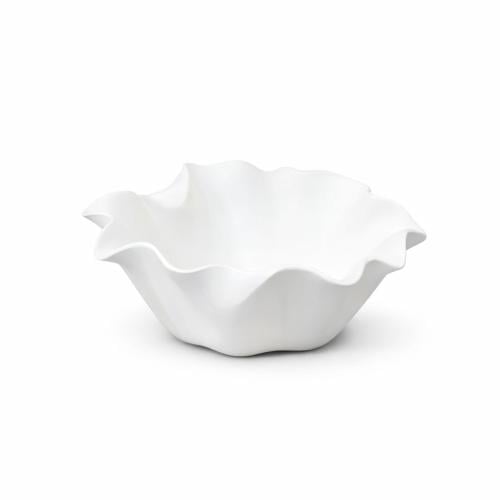 طبق ديكوري أبيض بتصميم عصري مستوحى من الأشكال الطب...