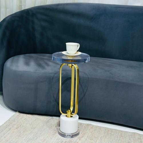 طاولات خدمة فخمة اكرلك دائري مع عمود ذهبي 25×25×58...