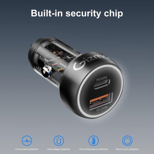 قيزمو شاحن سيارة 60 واط بمنفذين USB-A + USB-C