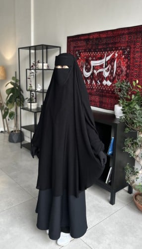 خمار اسلامي + نقاب حرير اسلامي