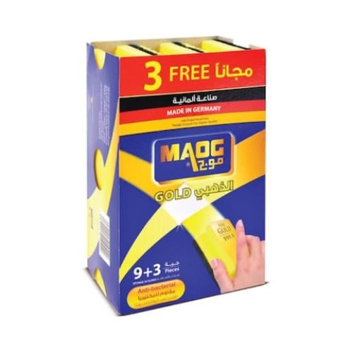 موج الذهبي اسفنجة تنظيف مع سلك 9 + 3 قطع
