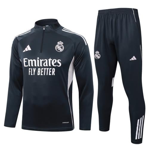 طقم سويتر ريال مدريد اسود/ابيض شتوي 25/26