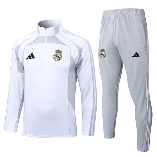 طقم سويتر ريال مدريد ابيض/ رمادي شتوي 25/26