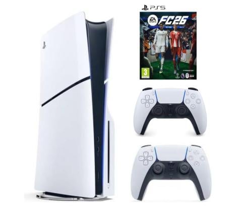 Sony PlayStation 5 Slim Disc with Extra Dualsense White Controller and FC26 - International Version