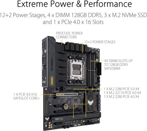 اللوحة الأم من أسوس طراز تاف جيمنج B650-PLUS لمعالجات آي إم دي مع ذاكرة DDR5 بتصميم ATX