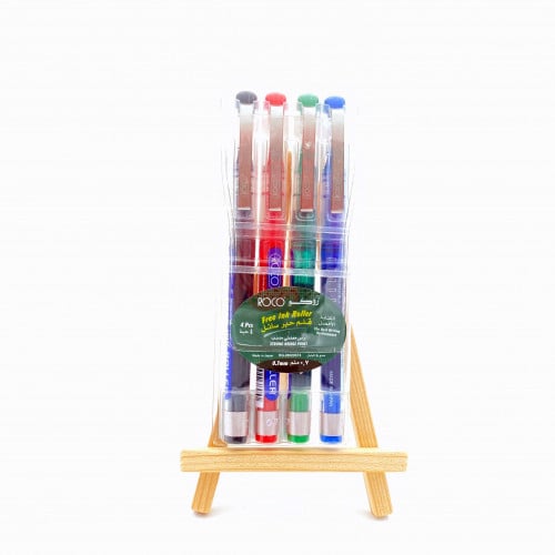 طقم 4 قلم حبر سائل روكو 0.7 مدبب