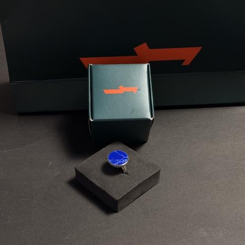 خاتم فضة ملكي كحلي معرق