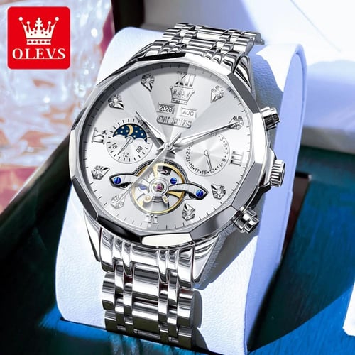 OLEVS ساعة ميكانيكية أوتوماتيكية للرجال