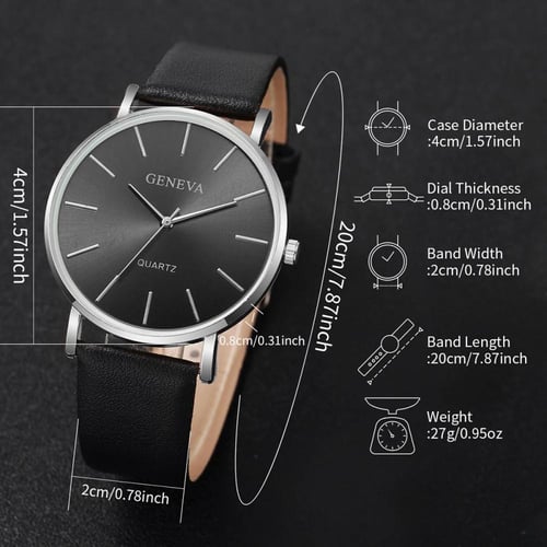 2PCS كوارتز ساعة النساء الجلدية