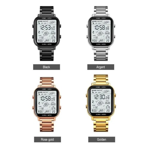 ساعة رقمية للرجال من Skmei مع إضاءة خلفية وعداد خط...