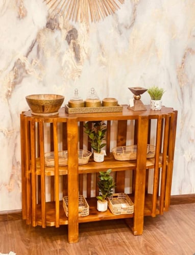 ركن كافي خشبي طبيعي ريفي لون بني