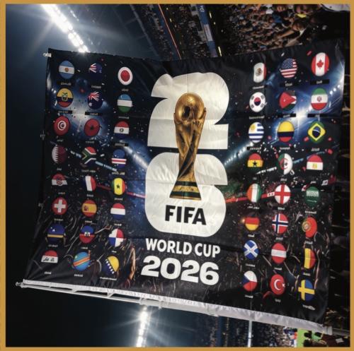 علم كبير لشعار كاس العالم مع المنتخبات المشاركة (...