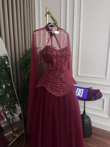 فستان سهره عودي خامة تل كلوش كلفه تطريز