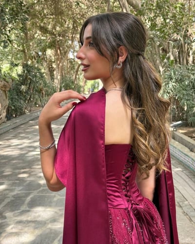فستان سهره احمر تفته استرتش+كلفه سهره