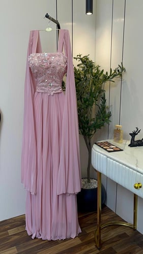 فستان سهره زهري للحوامل الخامة شيفون وكلفه ورد مطر...