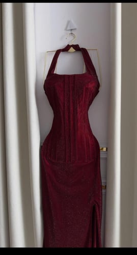 فستان سهره احمر فصوص زيركون