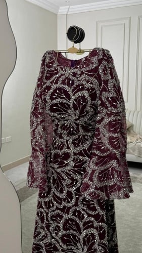 فستان سهره اسود تل مطرزه بخرز وفصوص زركون