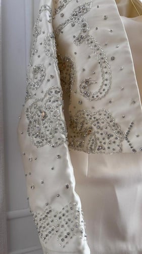 فستان سهره ابيض الخامة ميكادو وباربي