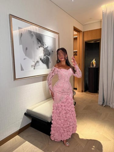 فستان سهره عودي خرز تطريز مورد