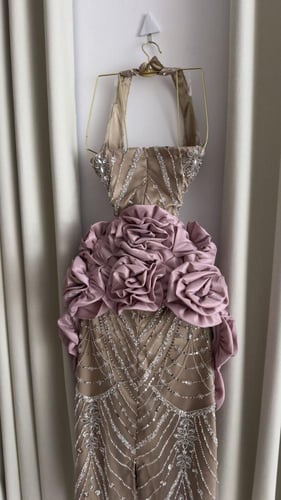 فستان سهره بيج تل مطرز