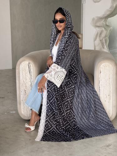 عباية ملونة اسود و رمادي Gray Soul اكمام كروشيه