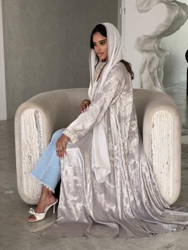 عباية ملونة Lumina gray كريب ربع كلوش رمادي