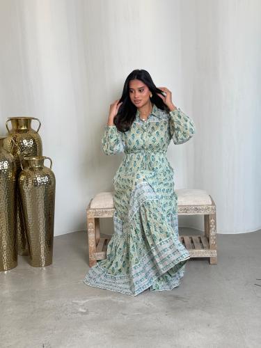 جلابية قطن طبقات زيتوني Irina olive