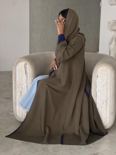 عباية ملونة Formal Olive كريب مغسول زيتي