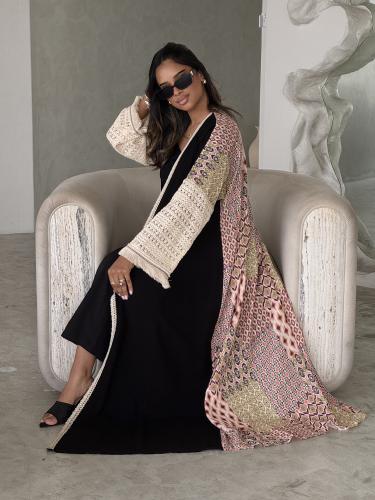 عباية سوداء Pattern كريب اكمام كروشيه