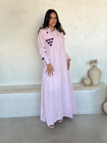 جلابية قطن بجيوب باللون الأرجواني Cosy pocket purp...