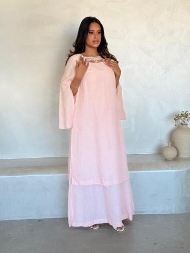 جلابية قطن قصة كلوش لون خوخي Ziyara peach
