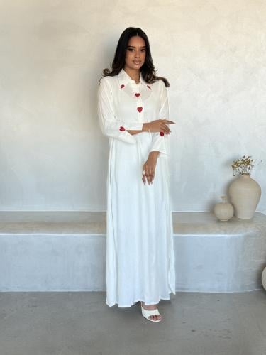 جلابية قطن بنقشة القلوب الحمراء Red heart shirt