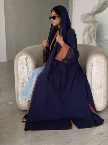 عباية ملونةFormal Navy كريب مغسول كحلي