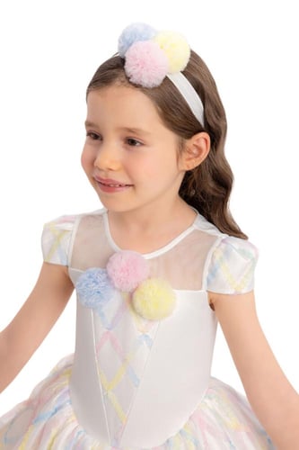 فستان اطفال ايس كريم مع ربطة شعر