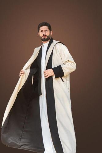 فروة دبل فيس مع شال اسود - بيج