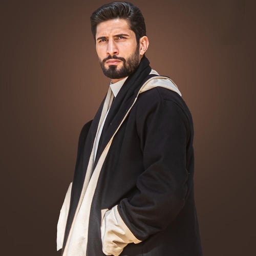 فروة دبل فيس مع شال اسود - بيج