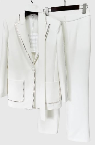 "Classic Elegance" Suit in Luxurious Ivory with Re...
