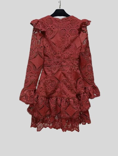 Crimson Blossom Lace Dress