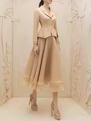 Blush Elegance Midi Suit Dress