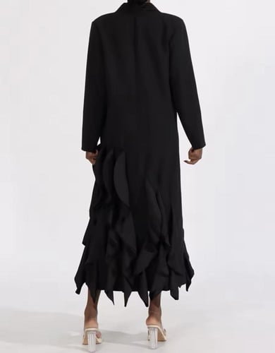 Black Ruffled Elegance Coat