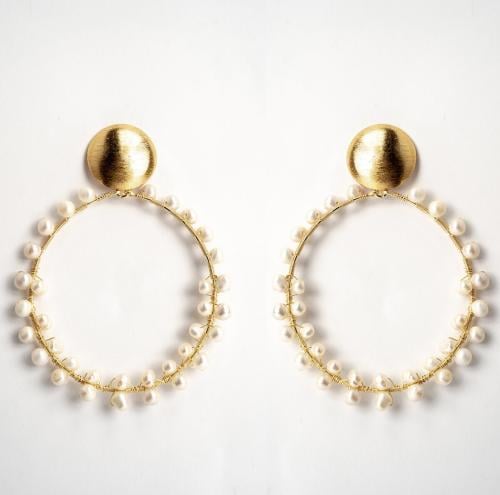 Royal Pearl Hoop Earrings