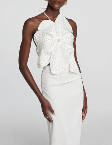 Georgina Flower Off Shoulder Top In White